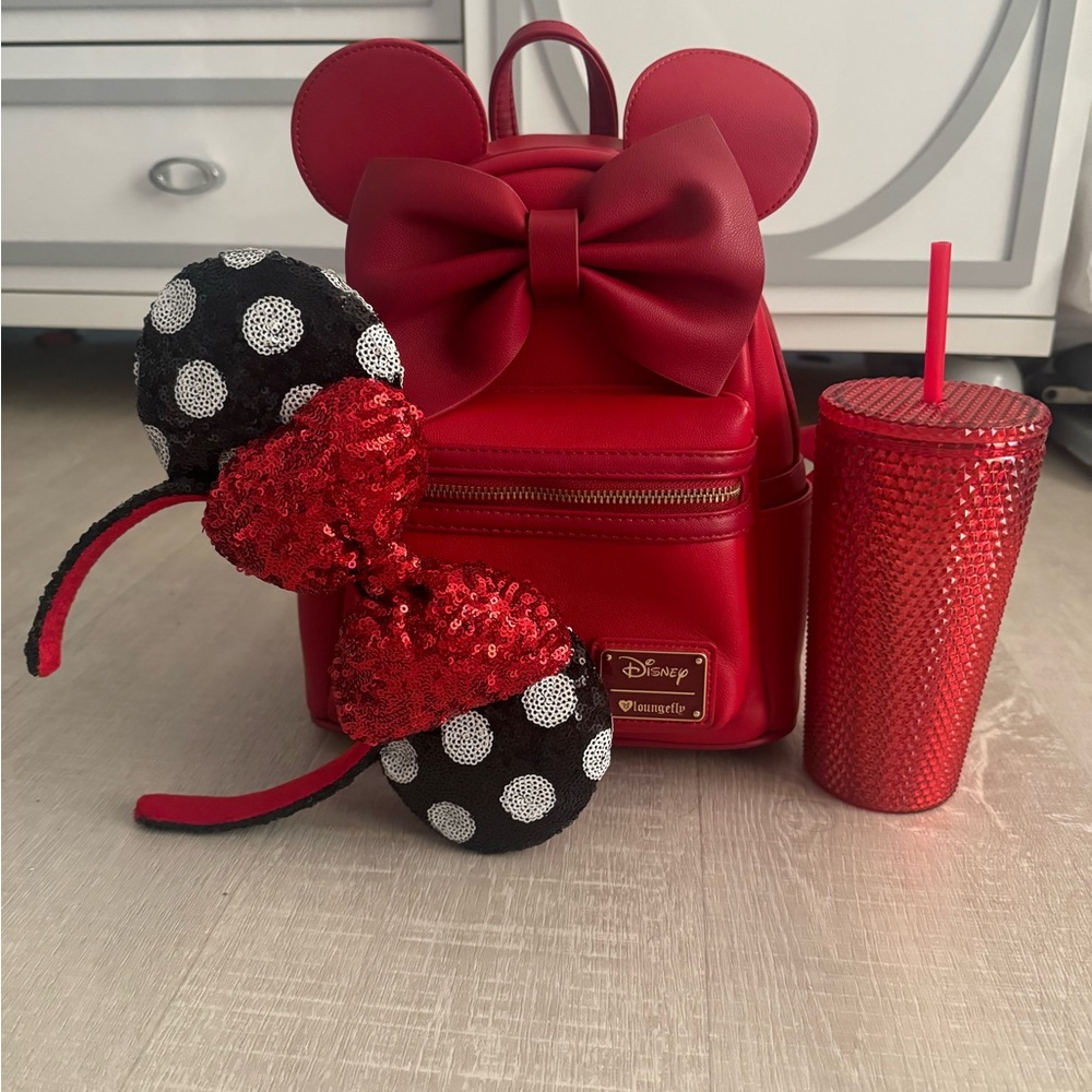 Loungefly disney’s Red Minnie Mouse Faux leather mini backpack only